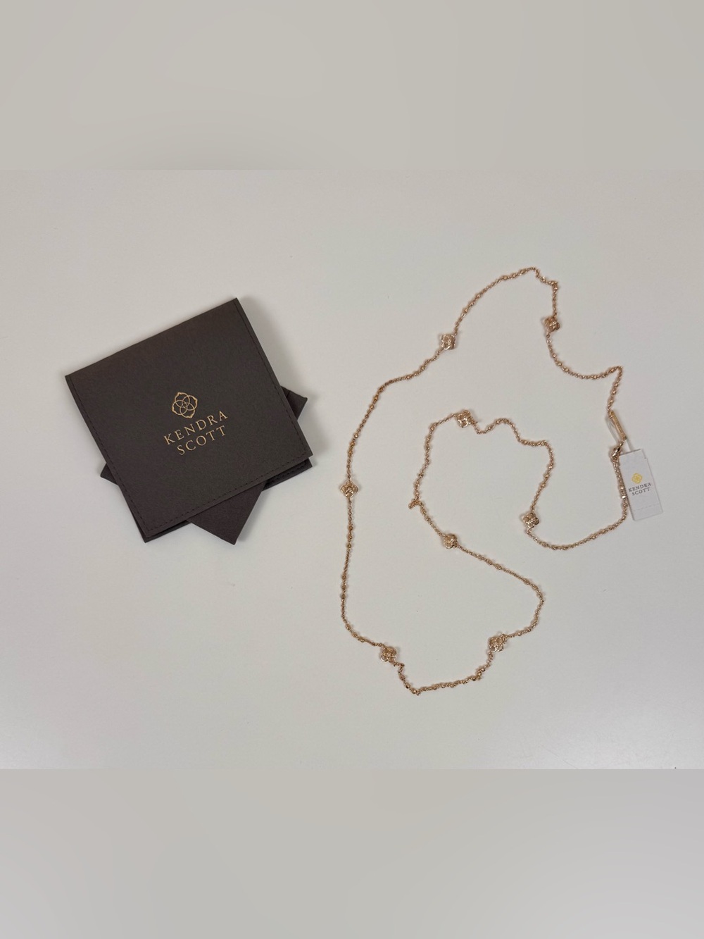 Kendra Scott Rue Long Strand Necklace in Rose Gold
